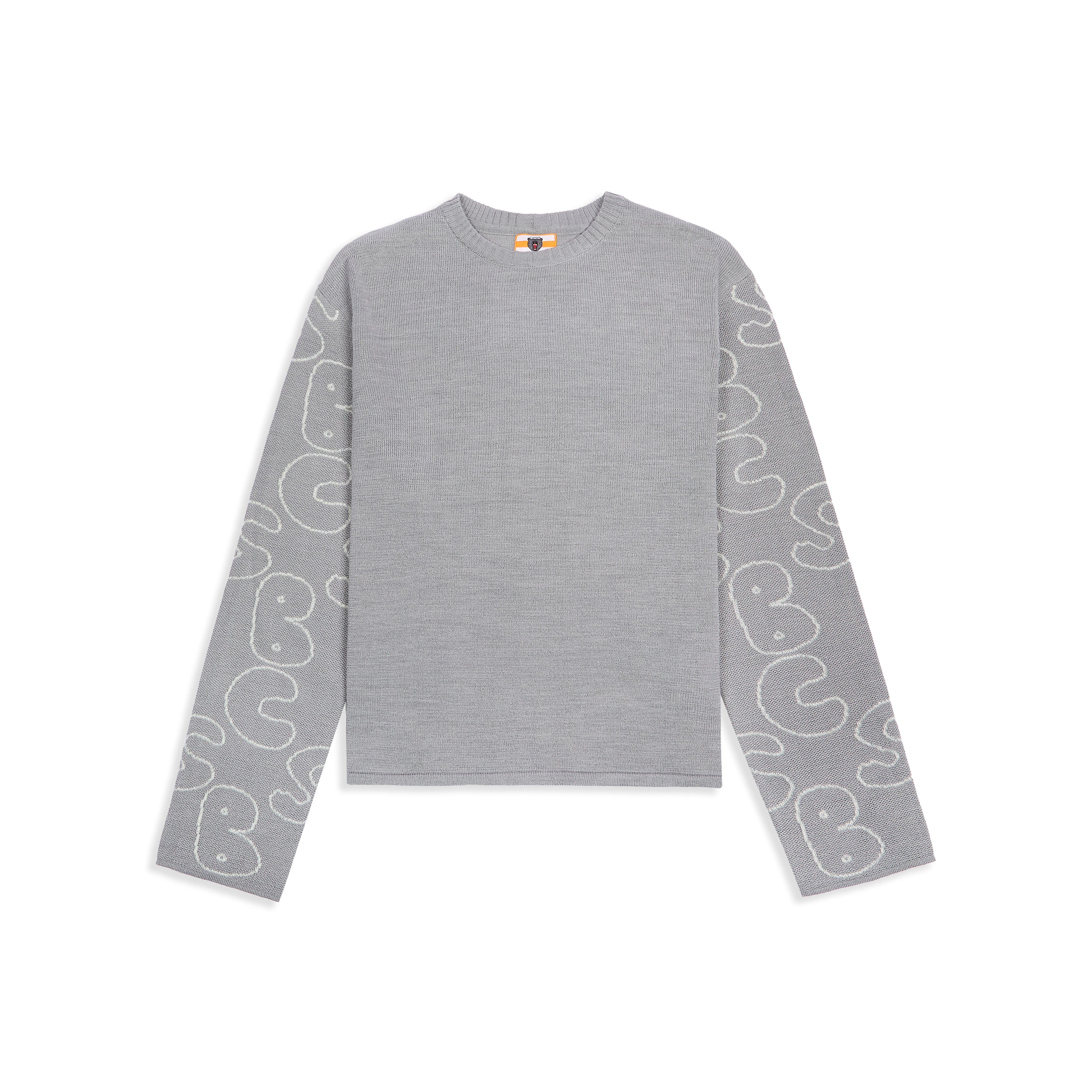Wool Sweater  With Jacquard-Woven Sleeves