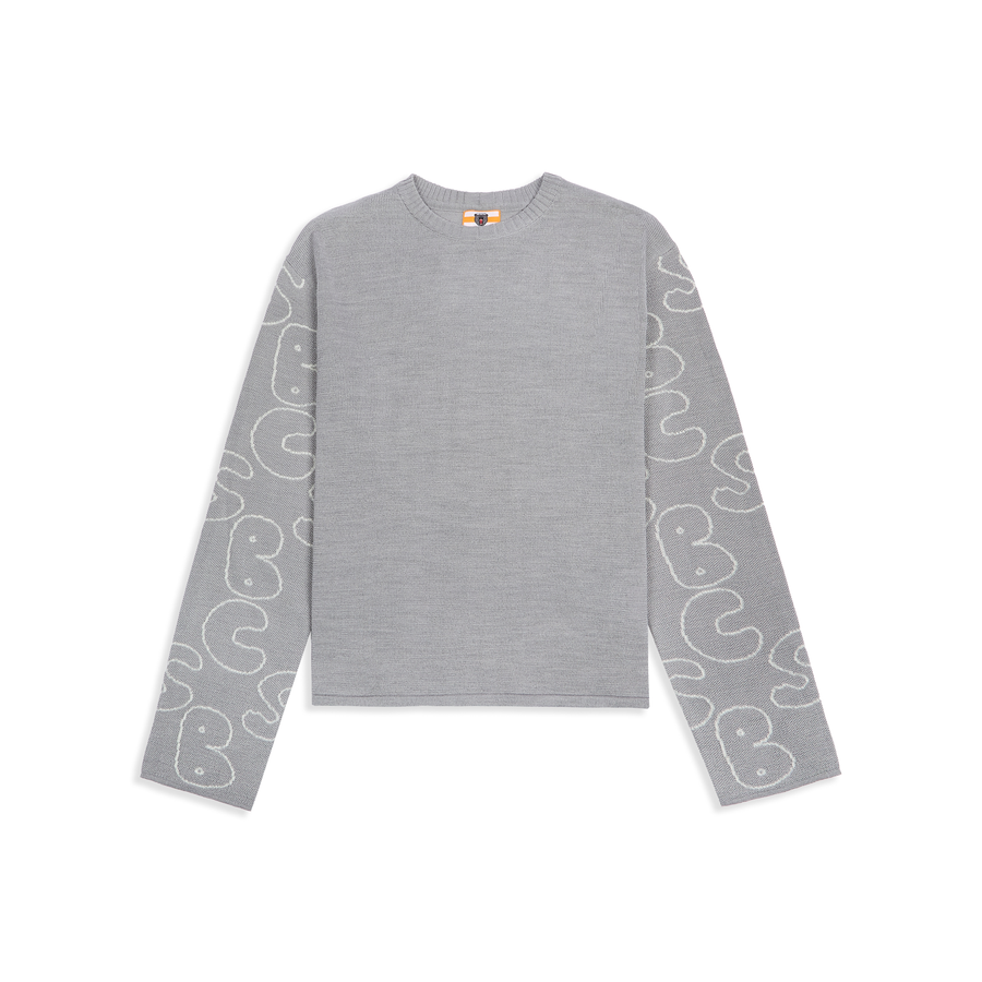 Wool Sweater  With Jacquard-Woven Sleeves