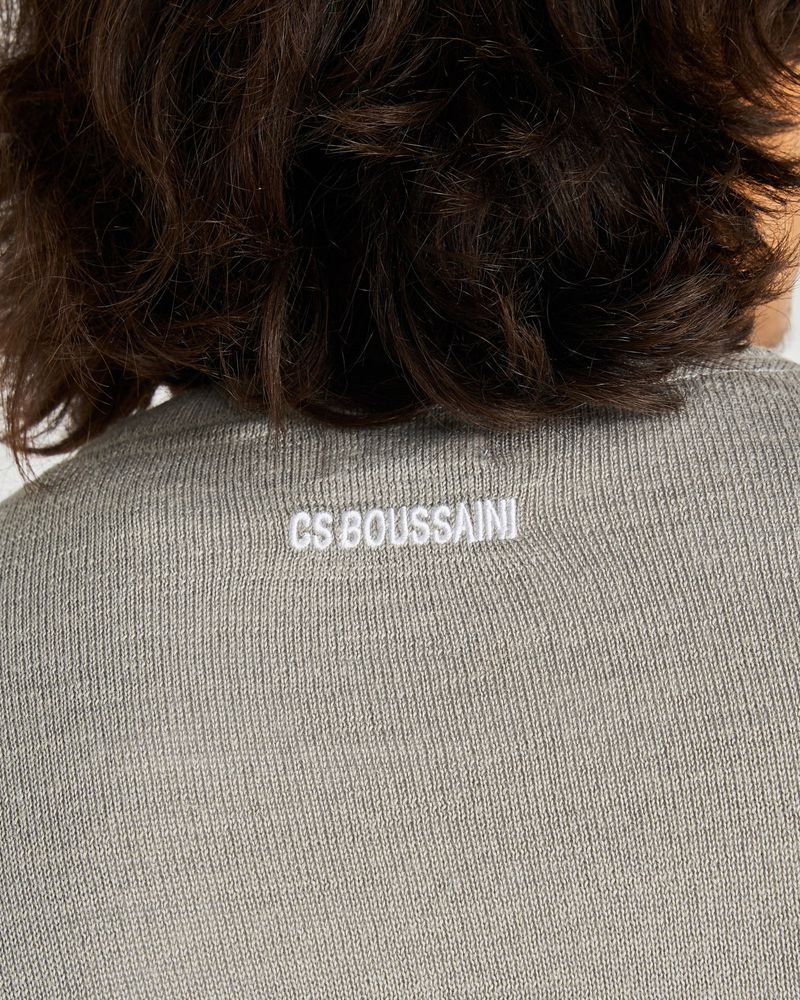 Wool Sweater  With Jacquard-Woven Sleeves