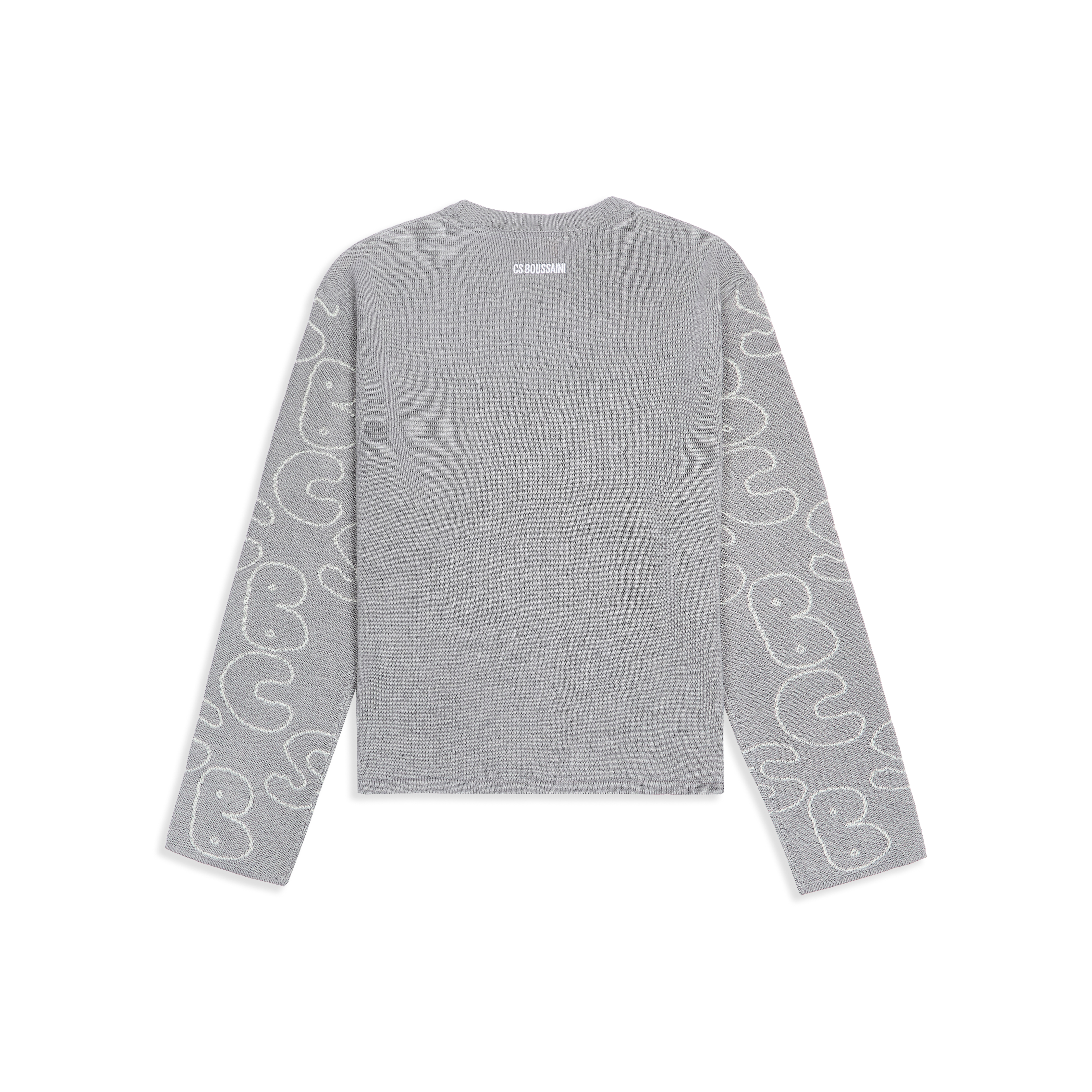 Wool Sweater  With Jacquard-Woven Sleeves