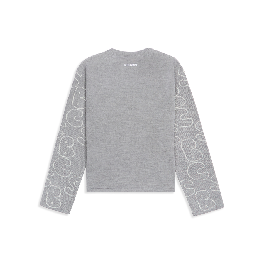 Wool Sweater  With Jacquard-Woven Sleeves