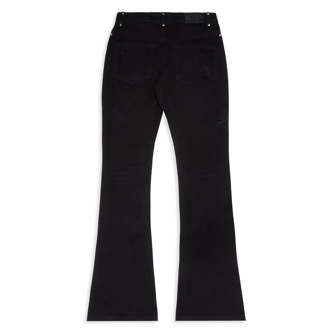 Ripped Diamond-Studded Flare Jeans