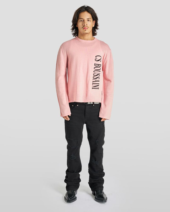 Wool Sweater with Delicate Logo Stitch